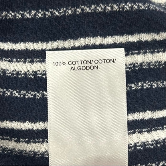 New Lucky Brand Navy and White Striped Short Sleeve Top side knotted Shirt S - Picture 9 of 11